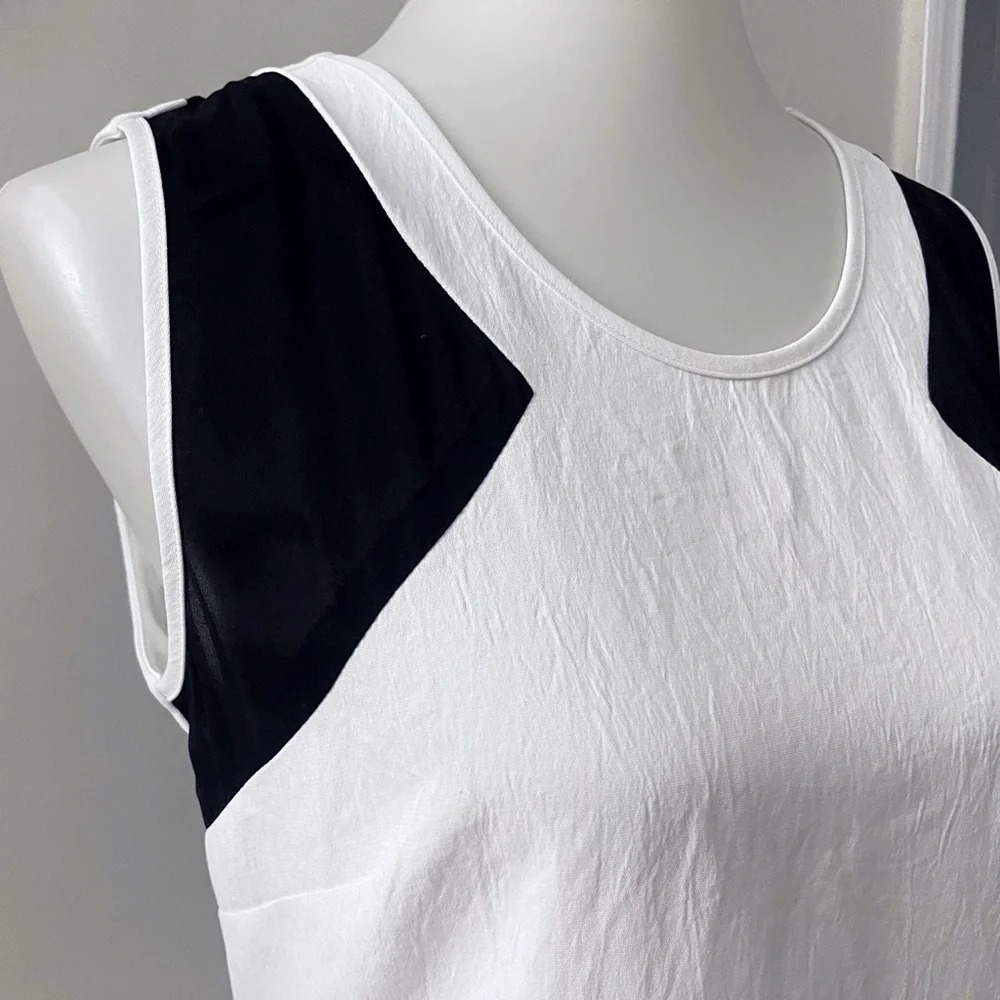Waverly Grey Black and White Contrast Mini Dress Colorblock Chic Workwear - Picture 6 of 9